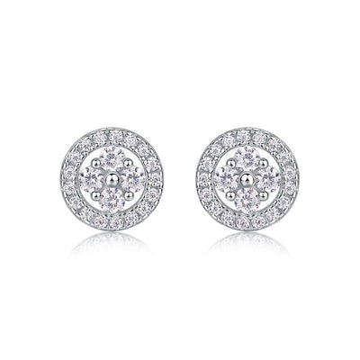 Silver Osmanthus – Moissanite S925 Silver Platinum-Plated Stud Earrings.