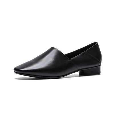 Women’s Flat Sole Square Toe Single Shoes – Deep Mouth Design.