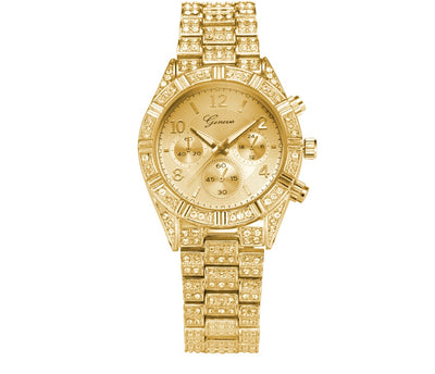 Women’s Crystal Quartz Analog Watch – Stainless Steel Luxury Wristwatch.