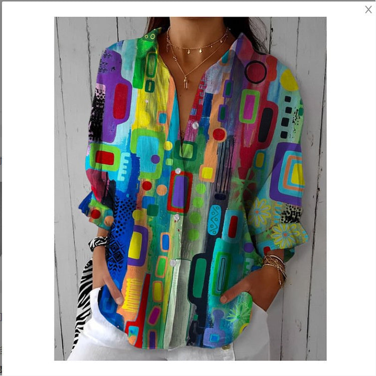 Floral Print Long-Sleeved Shirt – Women’s Casual Button Top