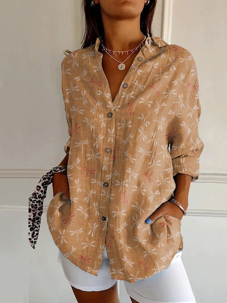 Floral Print Long-Sleeved Shirt – Women’s Casual Button Top