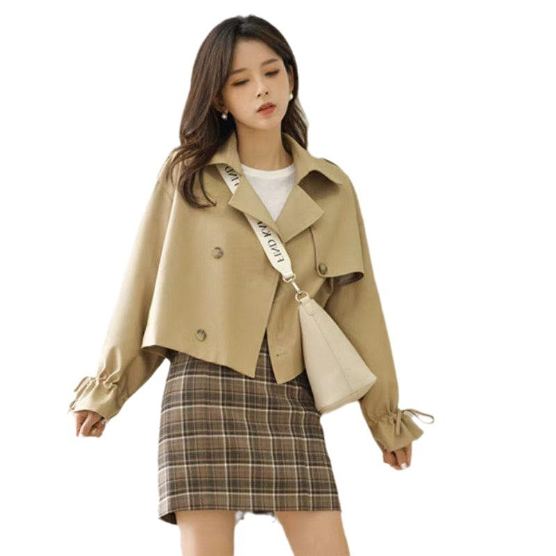 Korean Style Loose-Fit Streetwear Trench Coat – Casual Short Suit Jacket