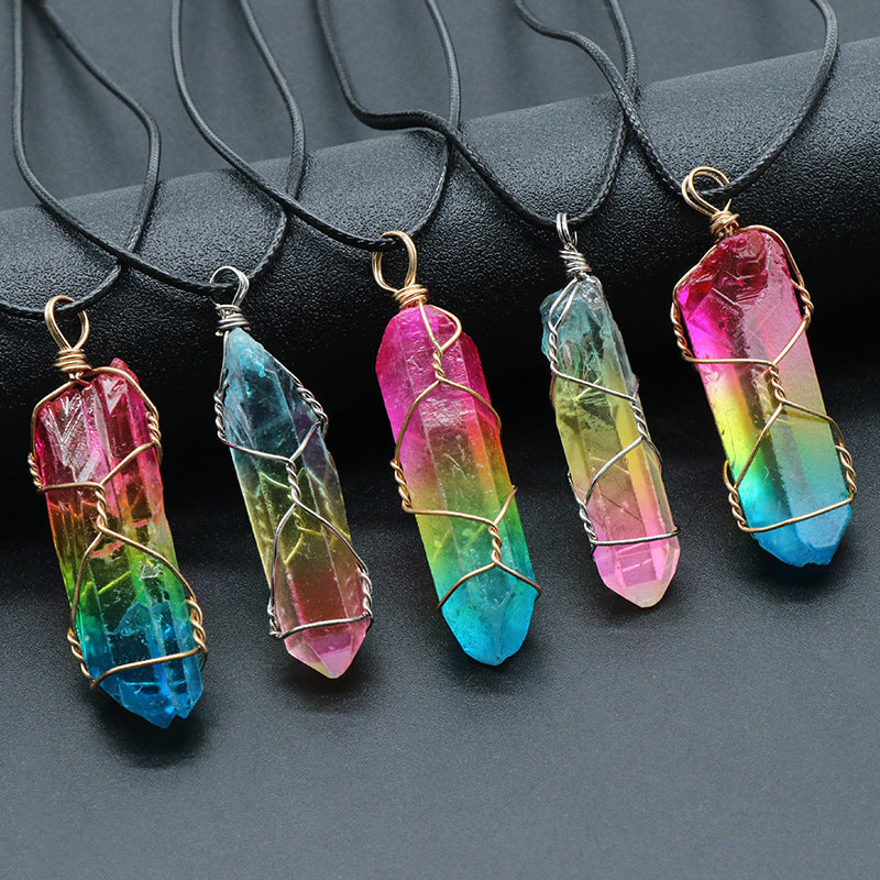 Crystal Stone Tree of Life Pendant Necklace