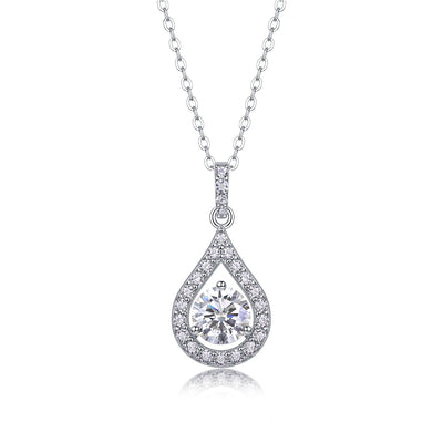 Heart Charm Pendant – 1-Carat Moissanite, S925 Silver & Platinum Plated.