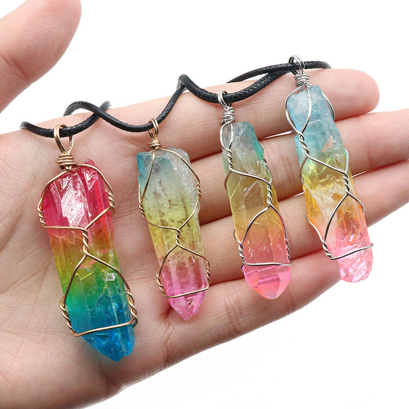 Crystal Stone Tree of Life Pendant Necklace
