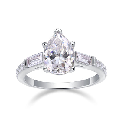 Large Diamond Luxury Ring – Moissanite Silver Fashion Set.