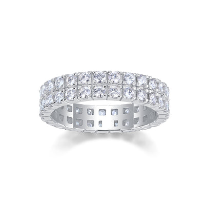 Multi-Row Diamond Luxury Ring – Moissanite Silver Fashion Set.