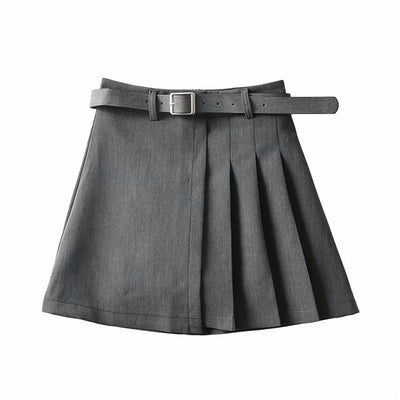 Women’s Pleated Short Skirt – Casual Solid Color.