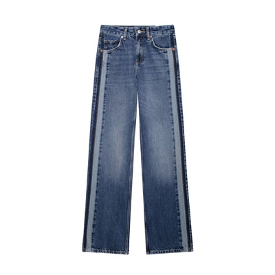 Mid-Waist Wide Leg Straight Denim Jean | Durable Fit - LShoporia