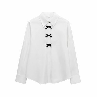 Bowknot Loose Button Down Business Casual Shirt | business - LShoporia