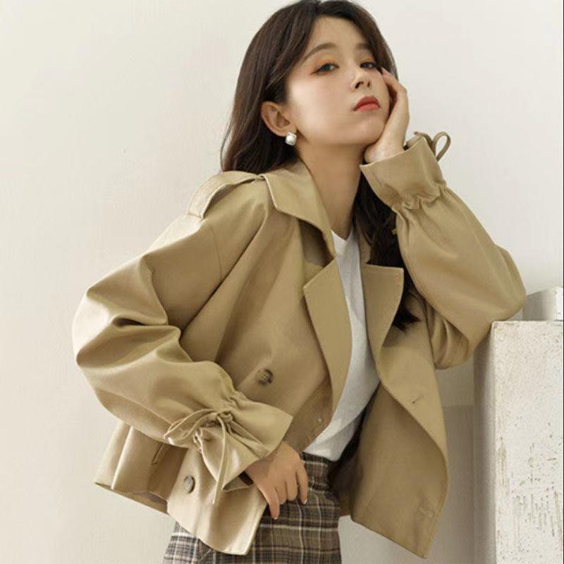 Korean Style Loose-Fit Streetwear Trench Coat – Casual Short Suit Jacket