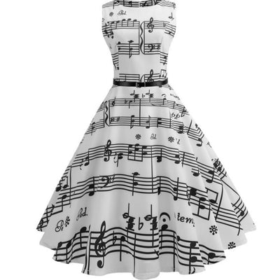 Women’s Piano Music Print Dress – Stylish & Unique.
