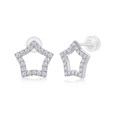 Tonight’s New Star – S925 Moissanite Silver Platinum-Plated Stud Earrings.