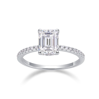 Square Diamond Luxury Ring – Moissanite Silver Fashion Set.