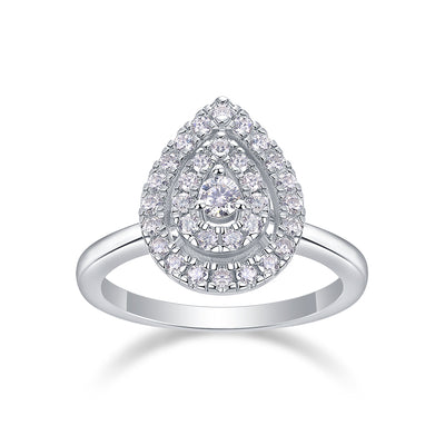 Set of Large Diamond Luxury Rings | Moissanite Silver Fashion Set.