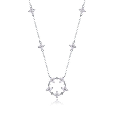 Iris Diamond Pendant Set – Moissanite, S925 Silver & Platinum.