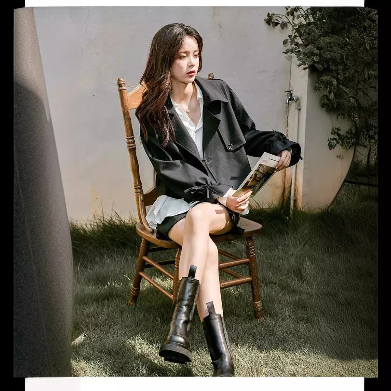 Korean Style Loose-Fit Streetwear Trench Coat – Casual Short Suit Jacket