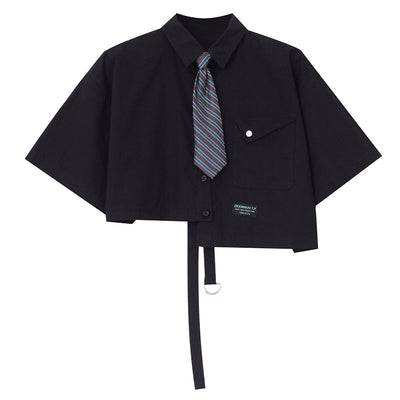 Elegant Black Tie Shirts | Premium Quality & Short Sleeve Top - LShoporia