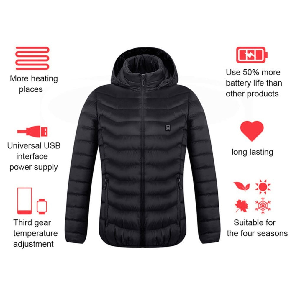 Men’s USB Heated Jacket – Winter Thermal Electric Coat with Heating Vest