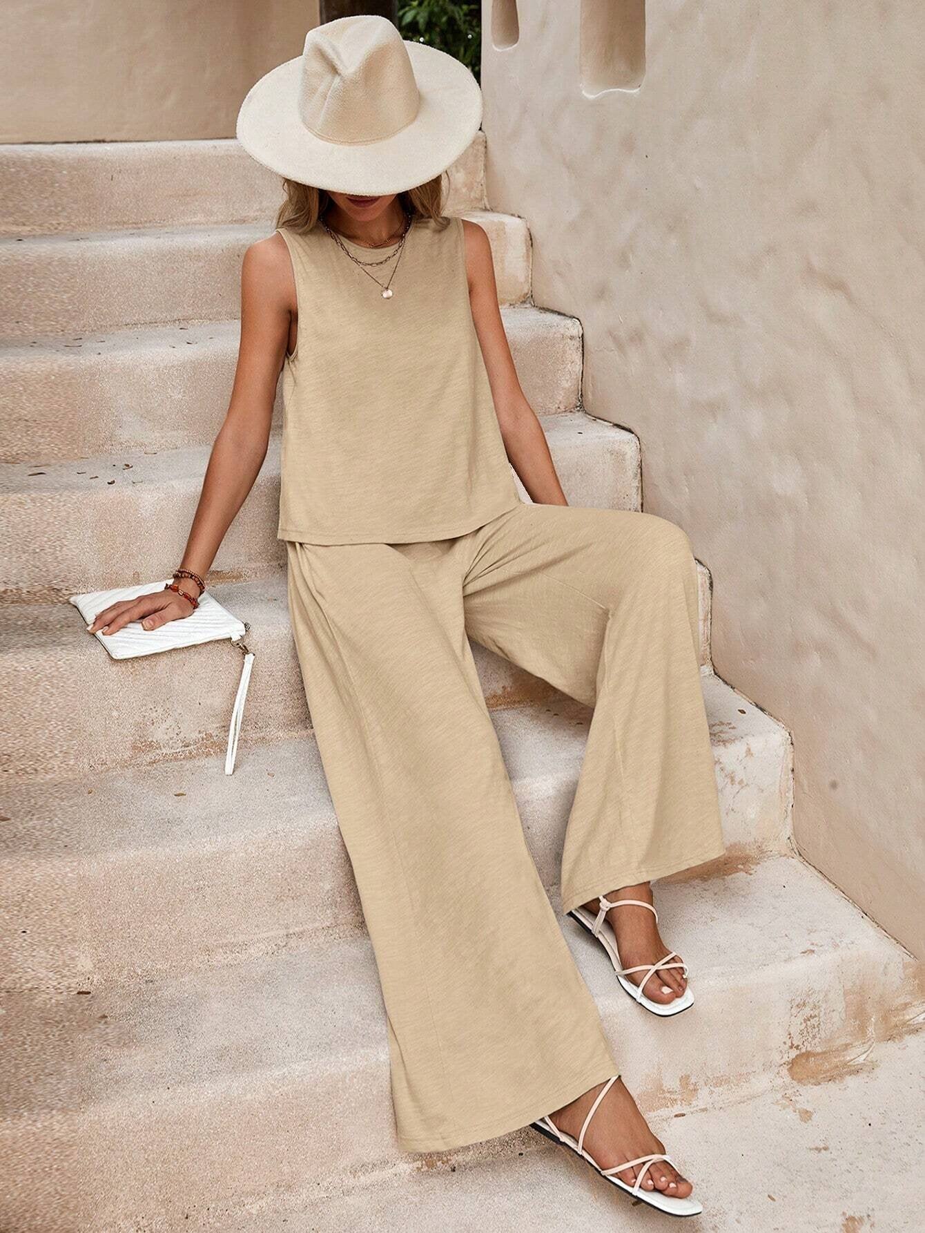 Women’s 2-Piece Pants Set – Casual Loose Outfit for Spring & Summer
