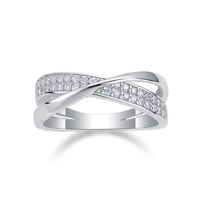 Wrap Around Diamond Luxury Ring – Moissanite Silver Fashion Set.
