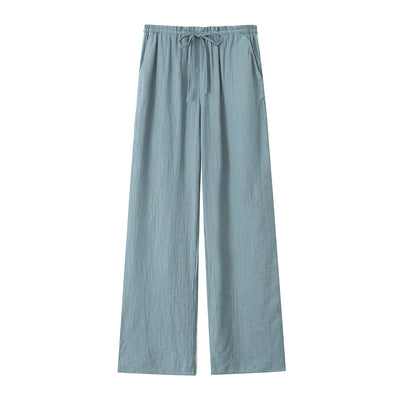 Women’s Textured Straight Pants – 4-Color Casual Style.