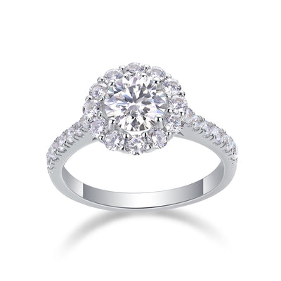 Luxury Large Diamond Wedding Ring | Moissanite Silver Fashion Ring.