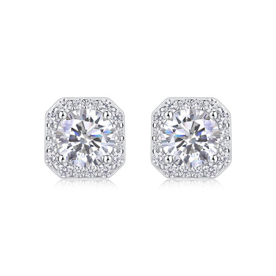 Heart Rose Luxury Stud Earrings – Moissanite Diamond Silver Set.