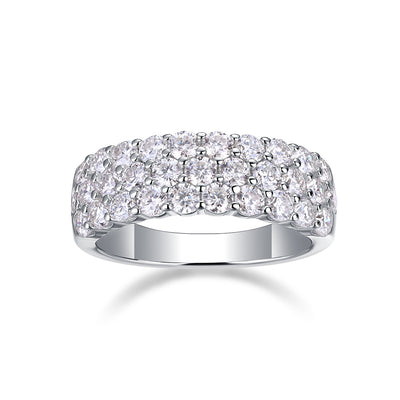 Multi-Row Diamond Luxury Ring – Moissanite Silver Fashion Set.