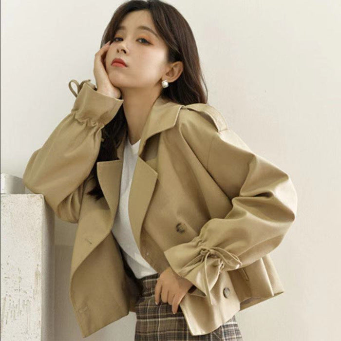 Korean Style Loose-Fit Streetwear Trench Coat – Casual Short Suit Jacket