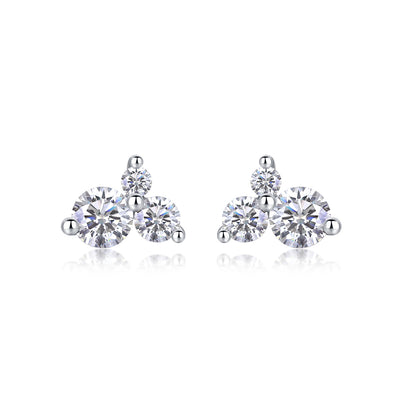Wave Luxury Stud Earrings – Moissanite Diamond Silver Set.