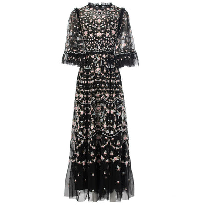 Women’s Luxury Embroidered Beaded Dress – Elegant Evening Wear.