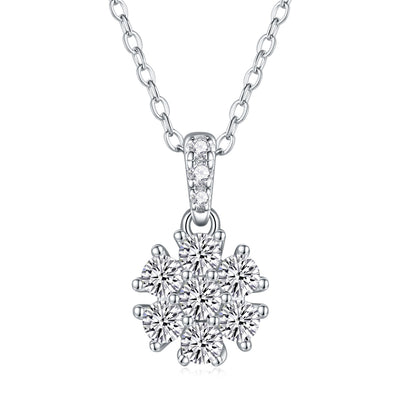 Snowflake Dance Pendant Set – Moissanite, S925 Silver & Platinum.