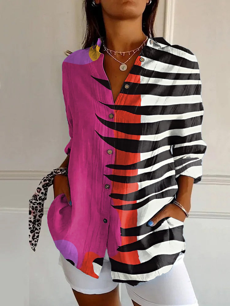 Floral Print Long-Sleeved Shirt – Women’s Casual Button Top